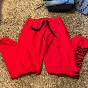 PINK- red sweatpants. Size XS